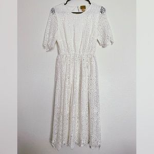 NWOT White Lace Midi Dress Short Sleeve H&M